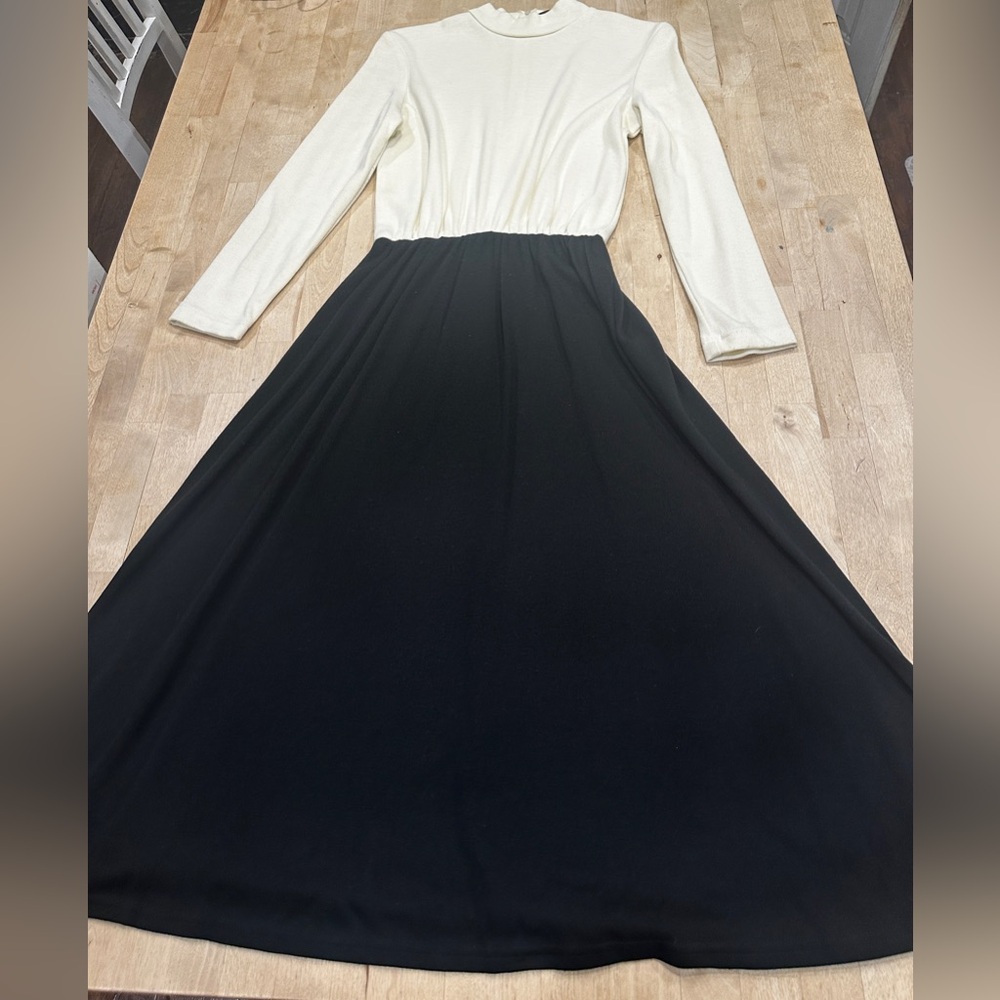 Cream and White Long Sleeve A-Line Dress for Weddings